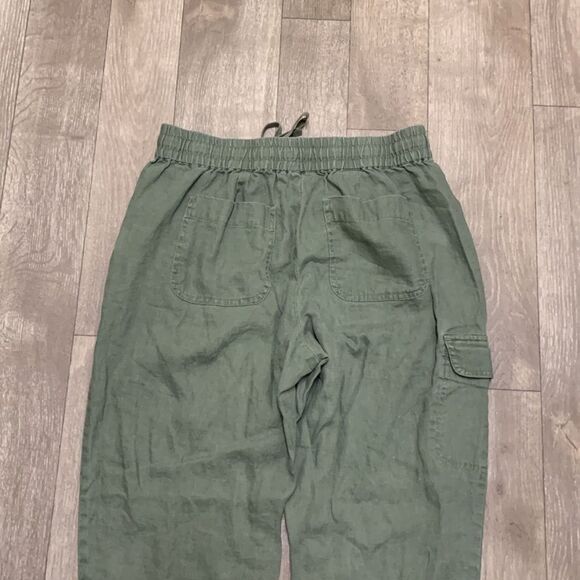 Womens Talbots 100% Linen Cargo Lightweight Capri Crop Drawstring Pants - Picture 8 of 8